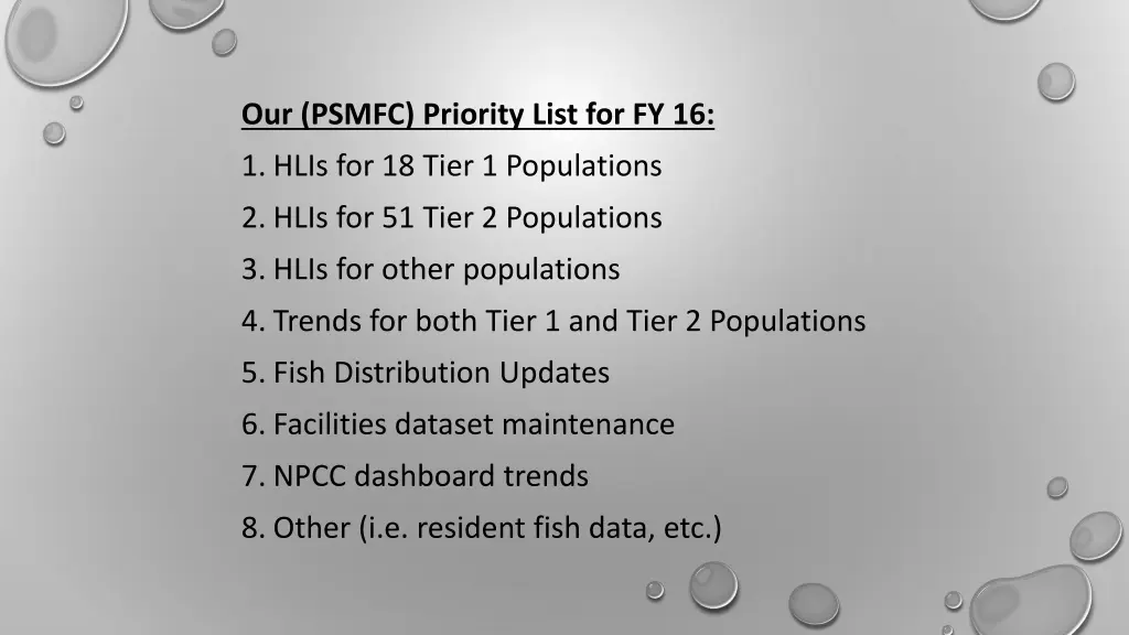 our psmfc priority list for fy 16