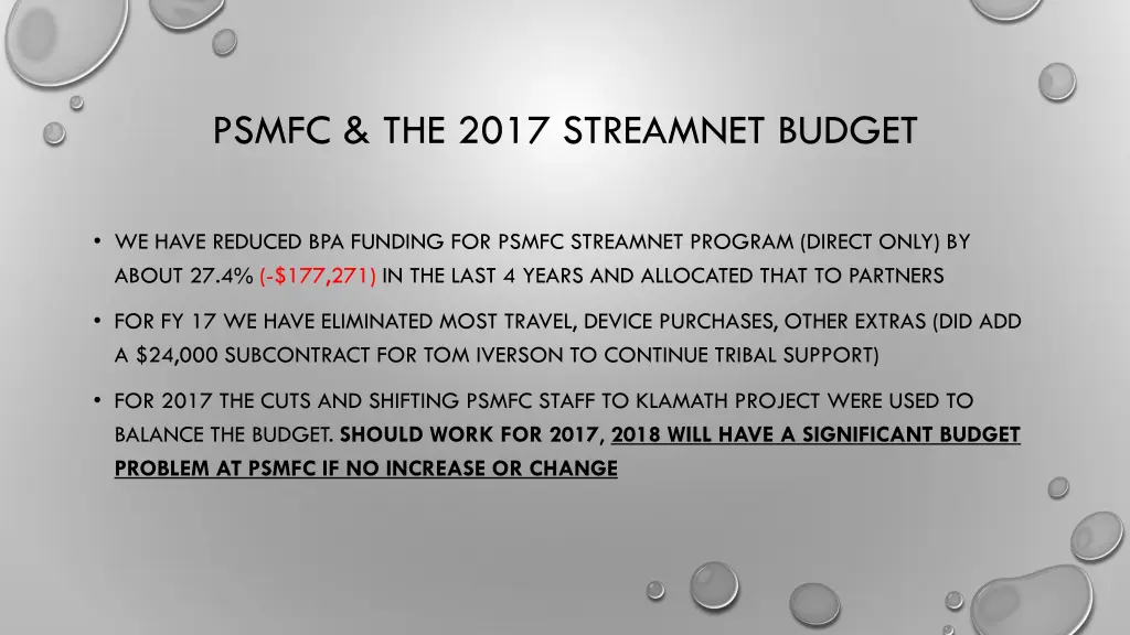 psmfc the 2017 streamnet budget