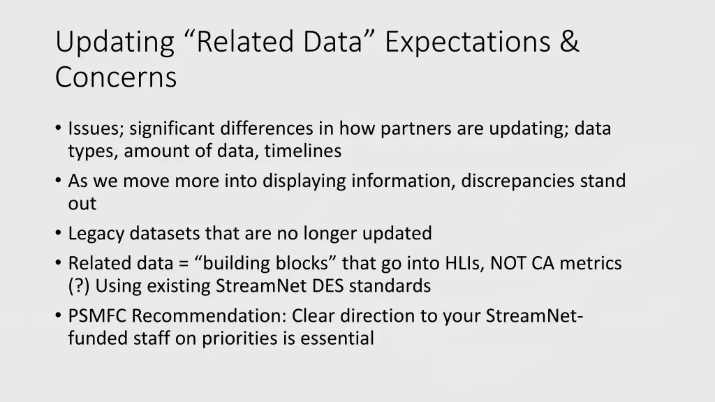 updating related data expectations concerns 1