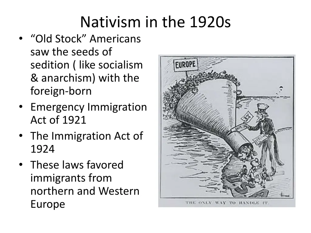 nativism in the 1920s old stock americans