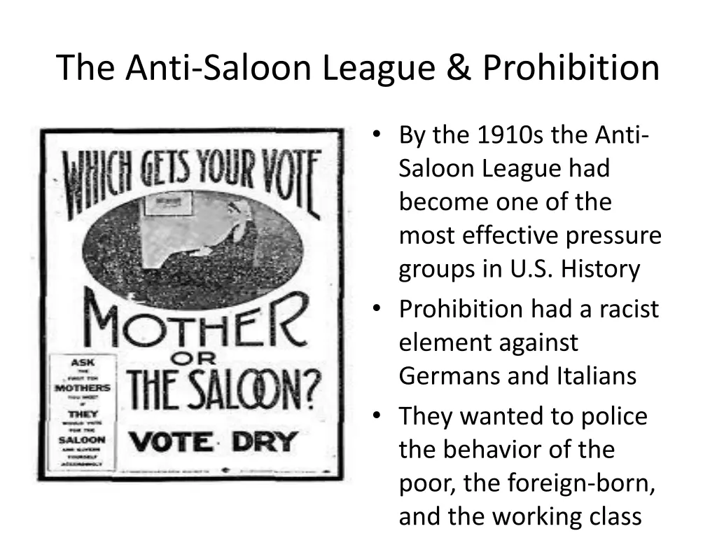 the anti saloon league prohibition