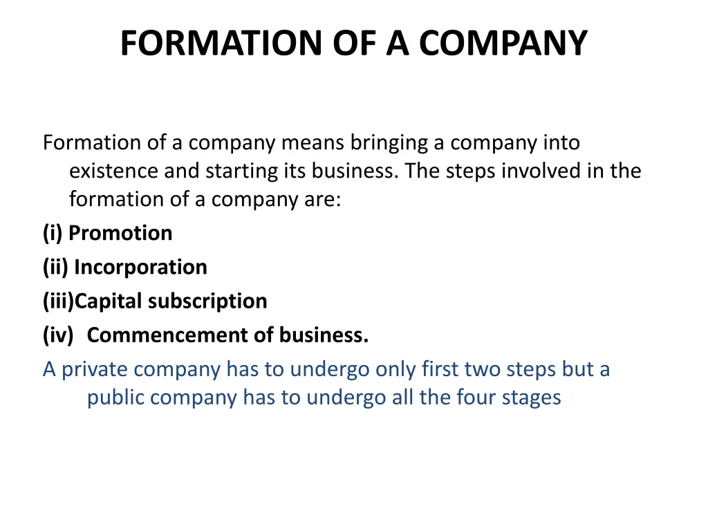 formation of a company