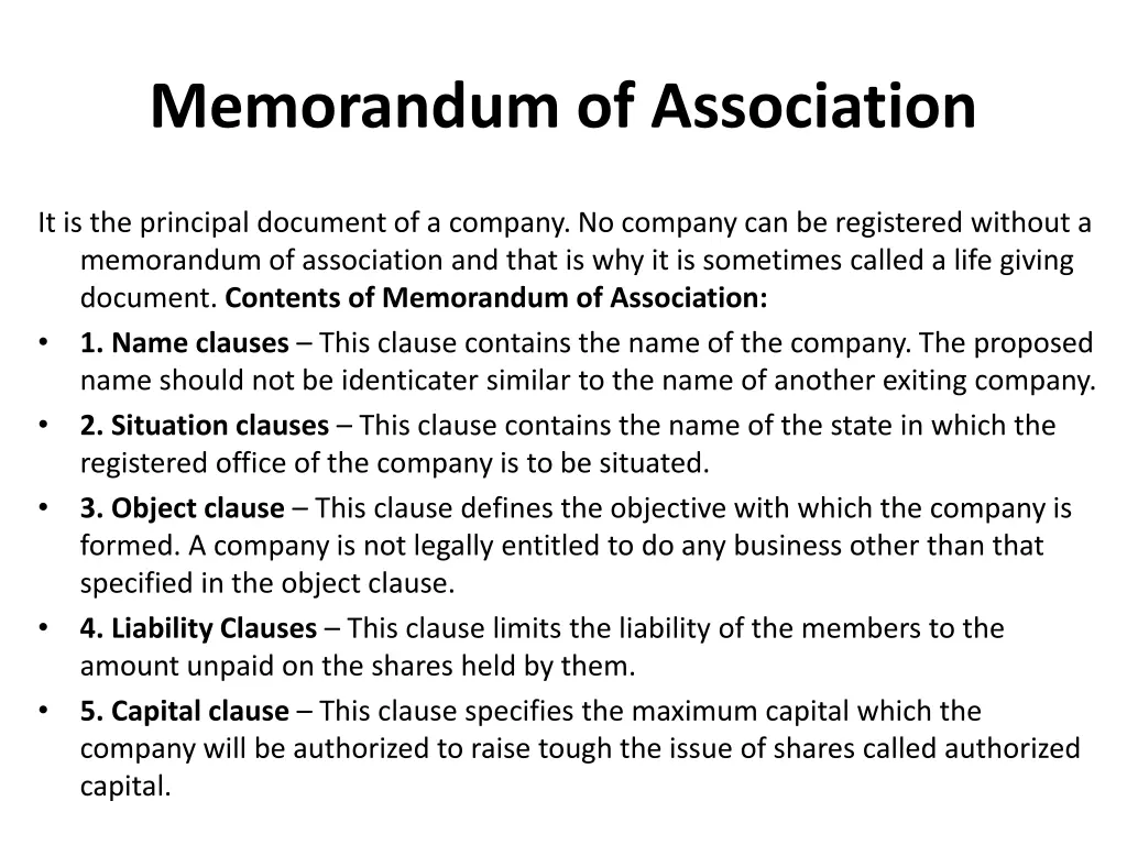 memorandum of association