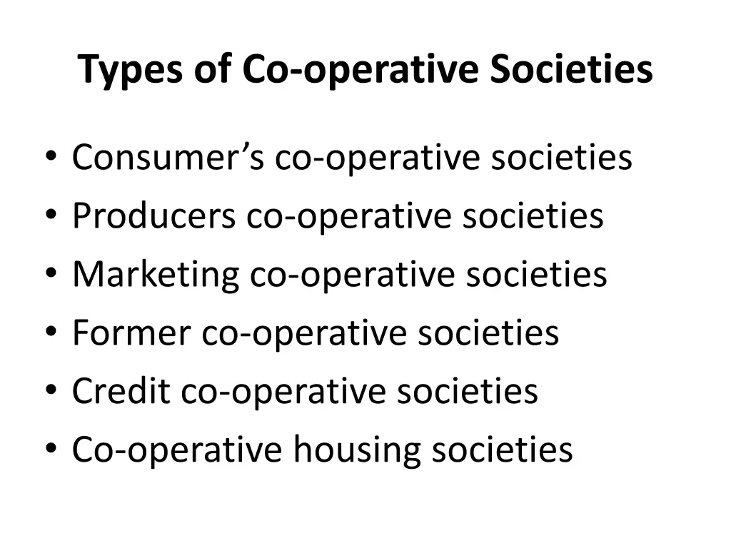 types of co operative societies