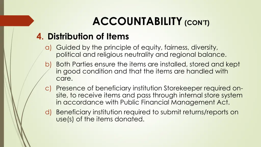 accountability con t 4 distribution of items