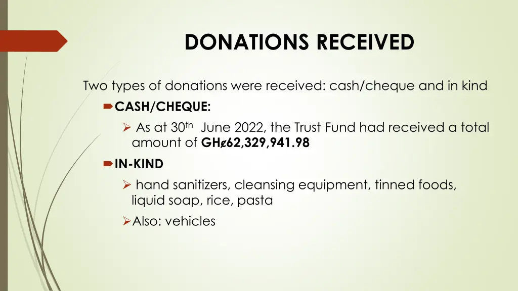 donations received