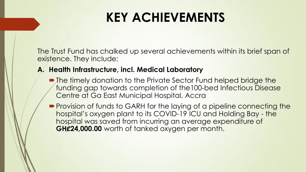 key achievements