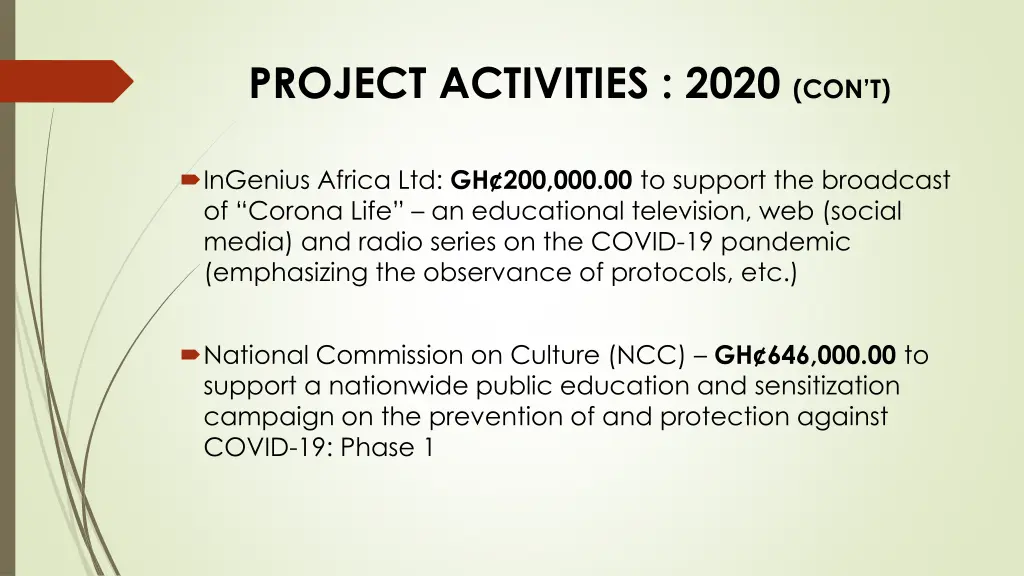 project activities 2020 con t 4