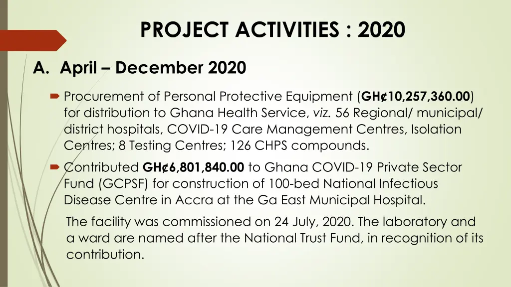 project activities 2020