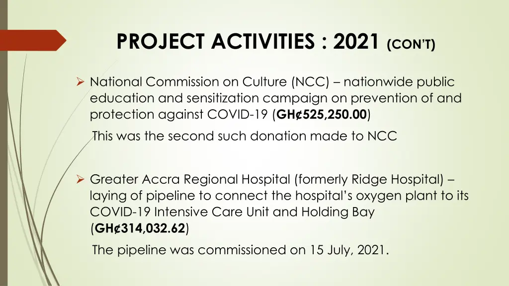 project activities 2021 con t