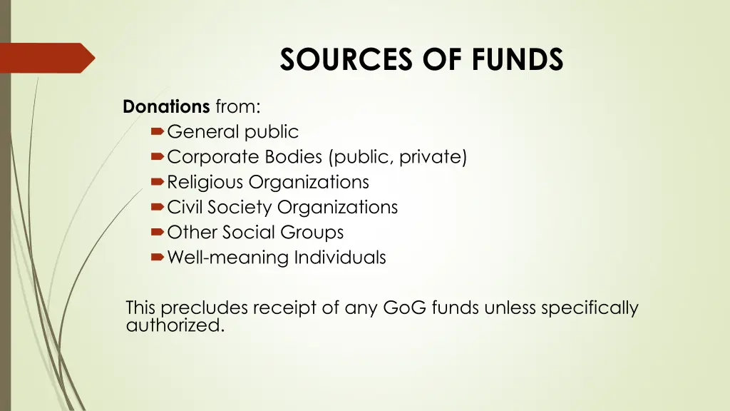 sources of funds