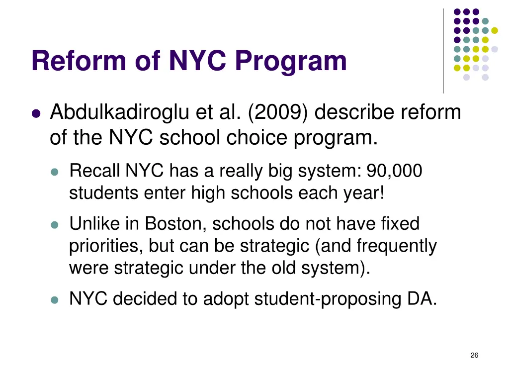 reform of nyc program