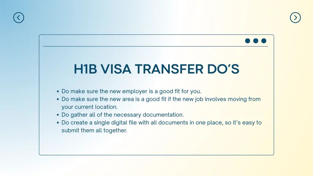 h1b visa transfer do s