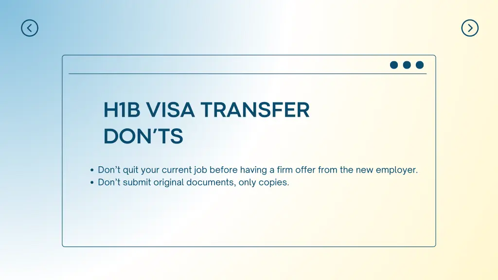 h1b visa transfer don ts