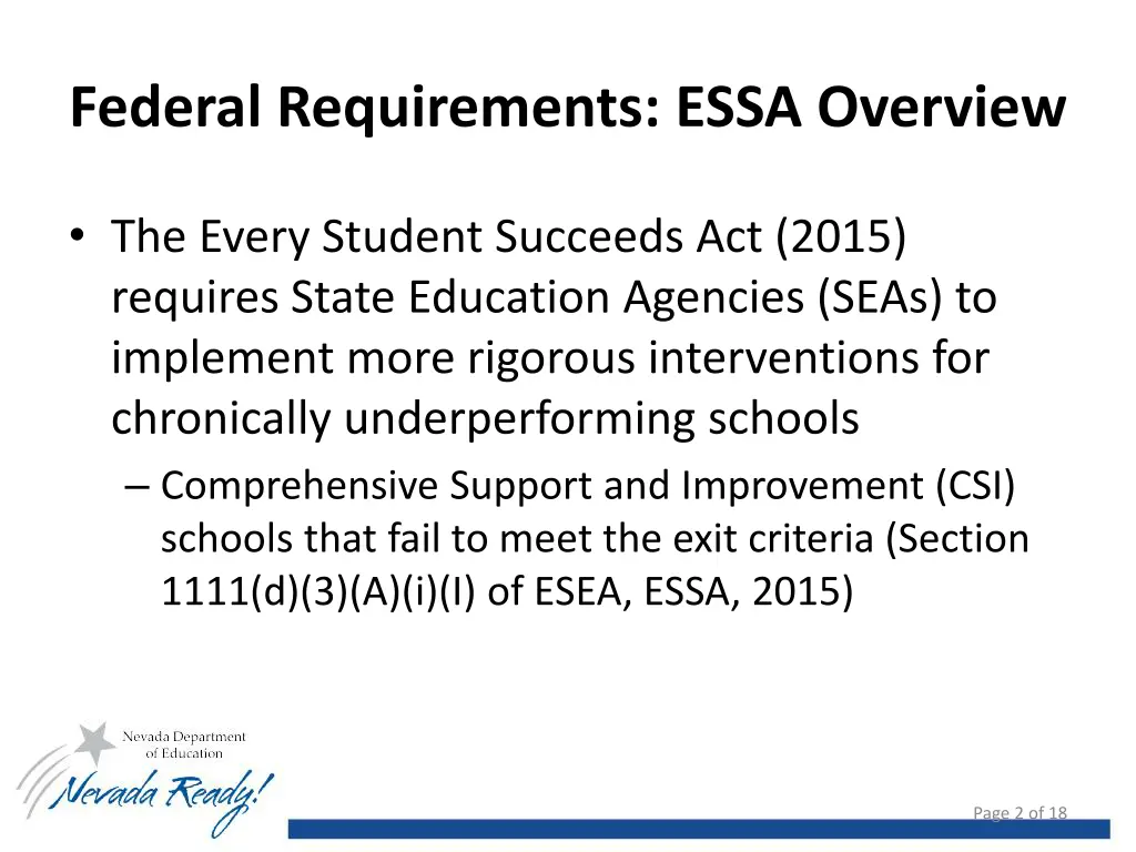 federal requirements essa overview