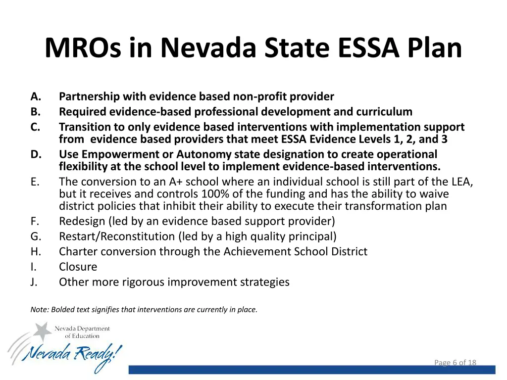 mros in nevada state essa plan