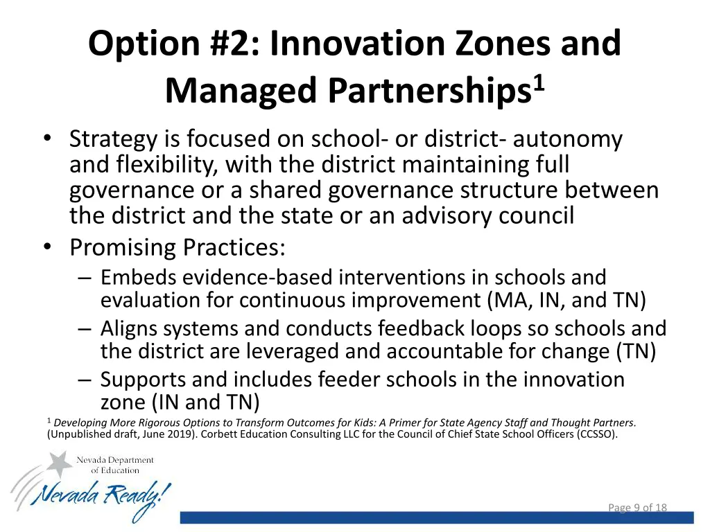 option 2 innovation zones and managed