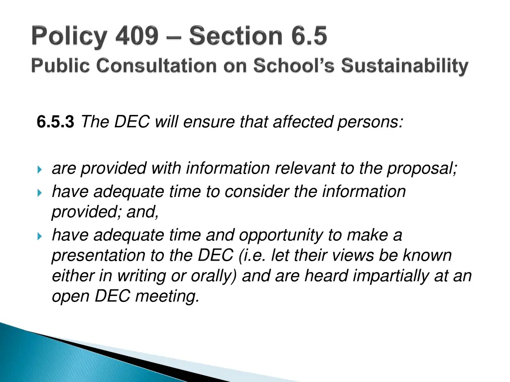 6 5 3 the dec will ensure that affected persons