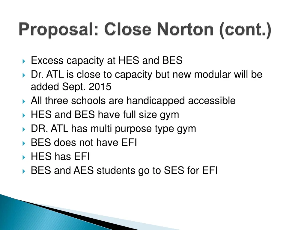 excess capacity at hes and bes dr atl is close