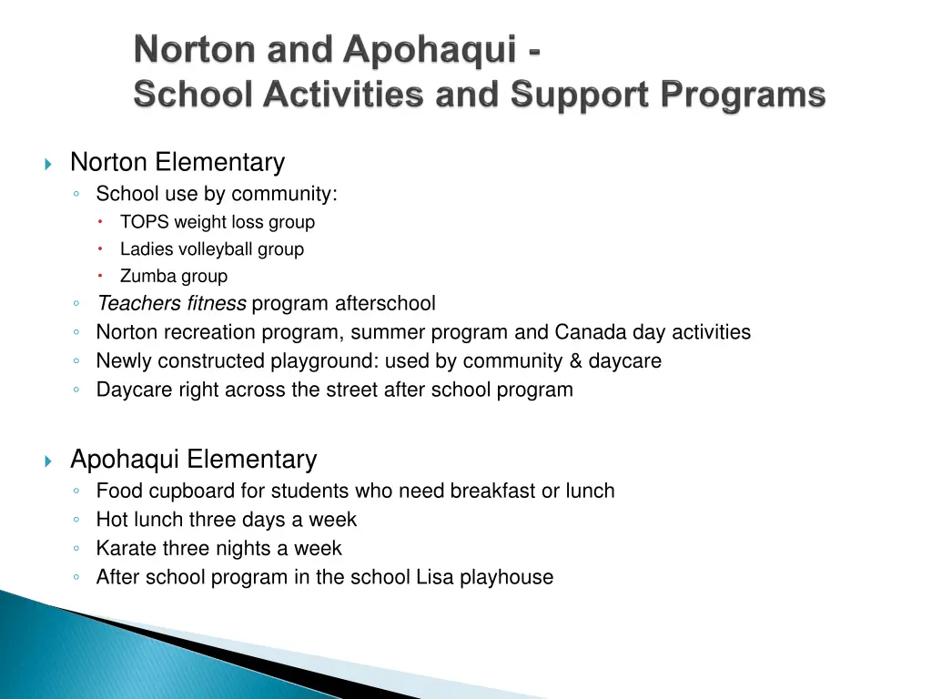 norton elementary school use by community tops