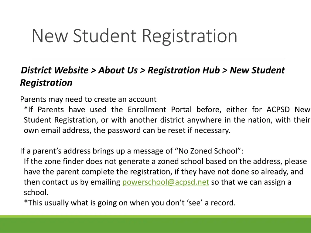 new student registration