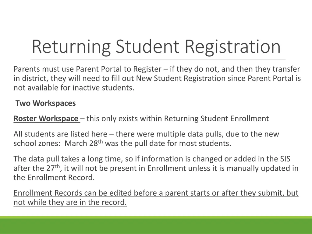 returning student registration