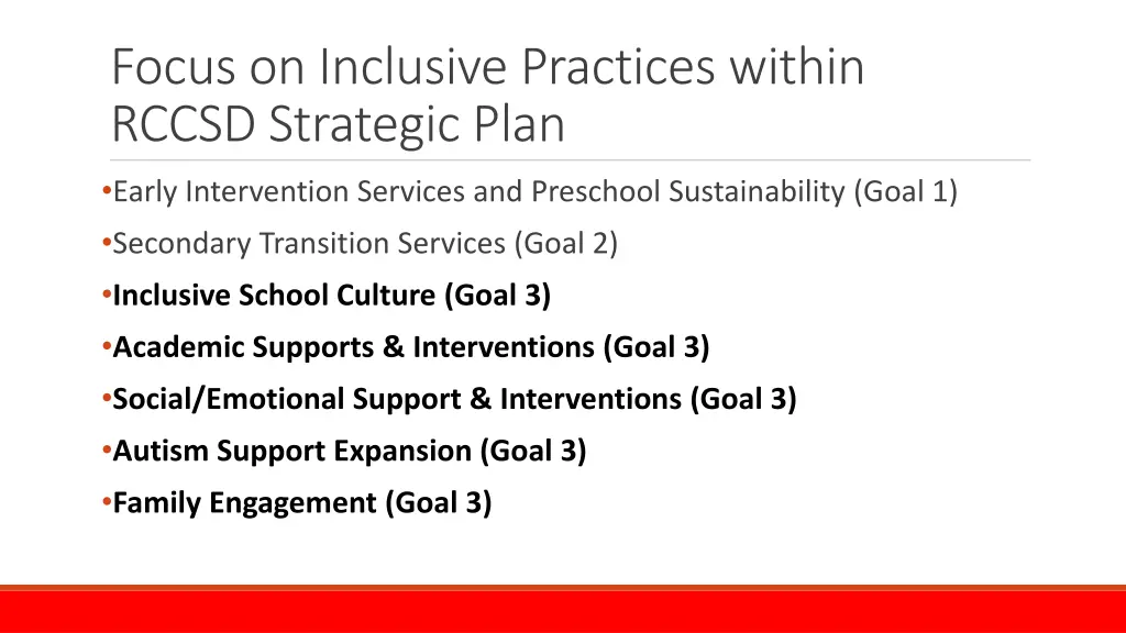 focus on inclusive practices within rccsd