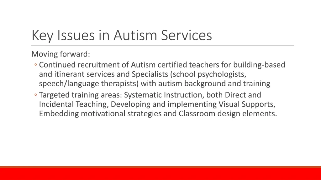 key issues in autism services