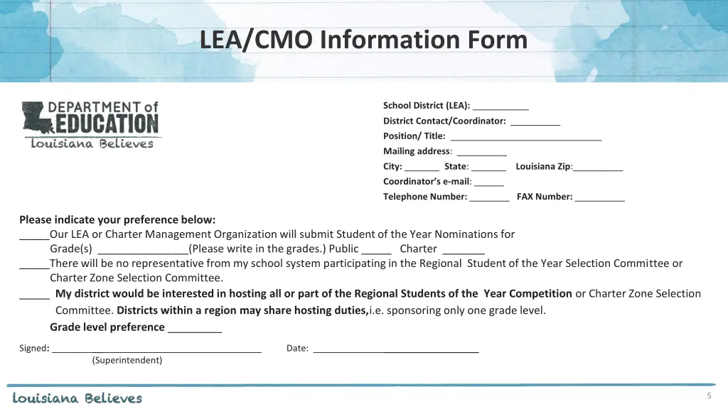 lea cmo information form