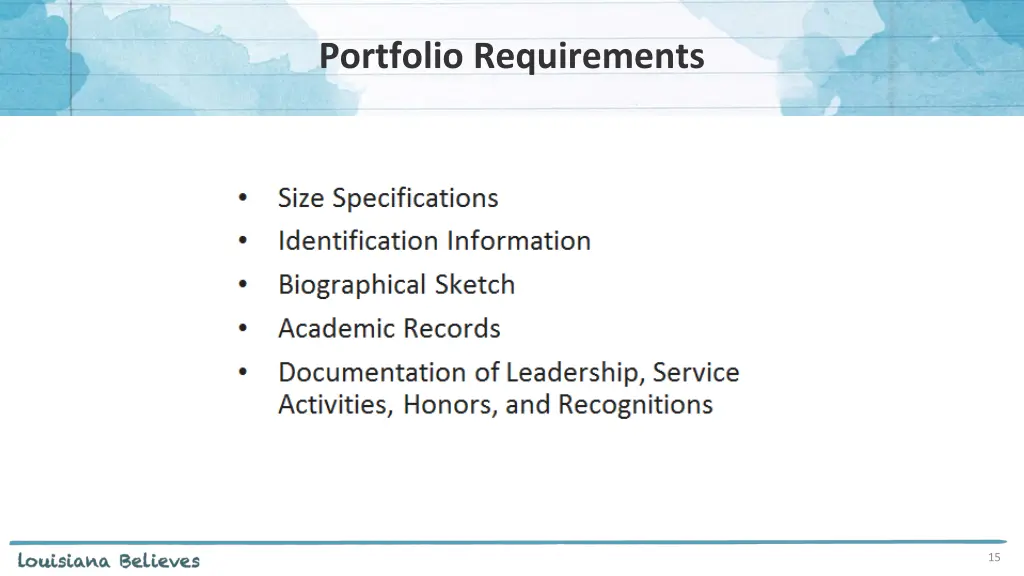 portfolio requirements