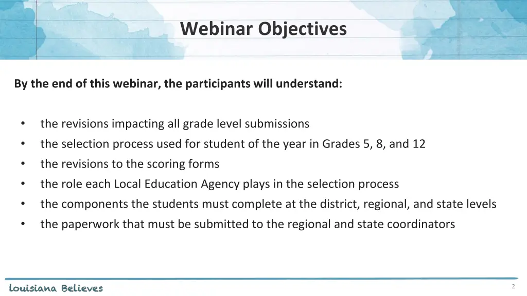 webinar objectives