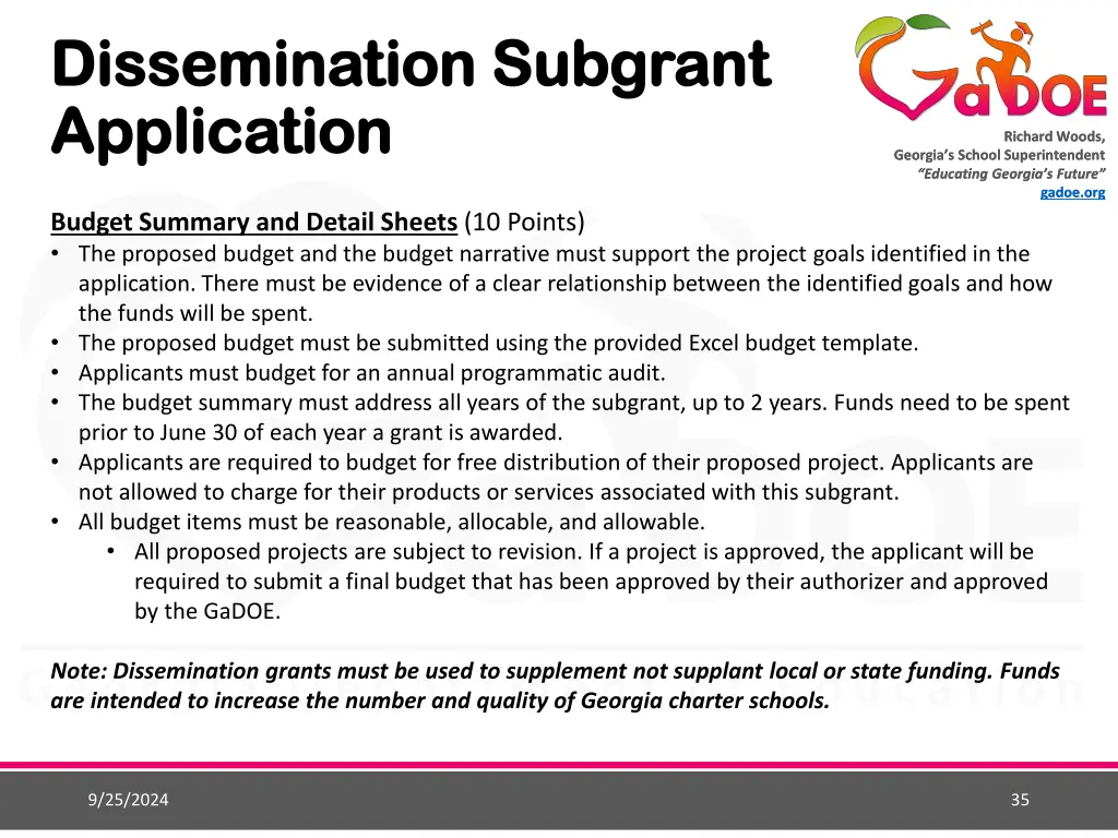 dissemination dissemination subgrant application 10