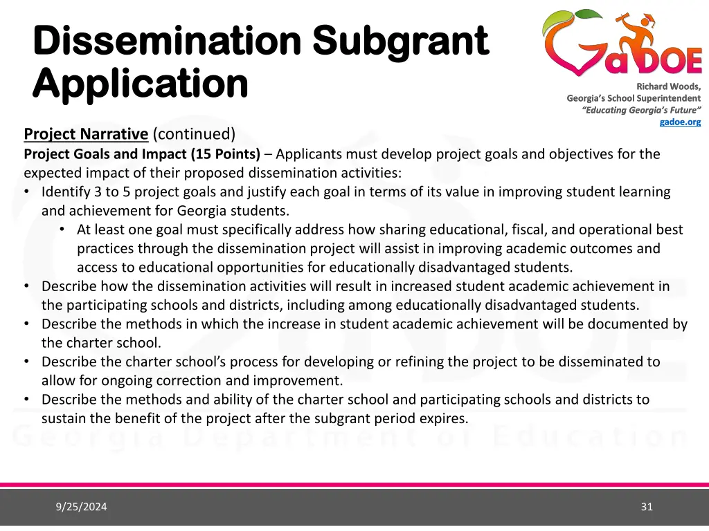 dissemination dissemination subgrant application 6