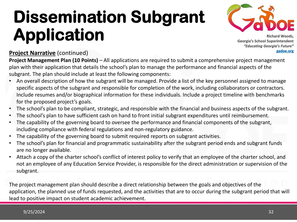 dissemination dissemination subgrant application 7