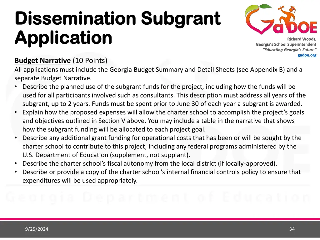 dissemination dissemination subgrant application 9