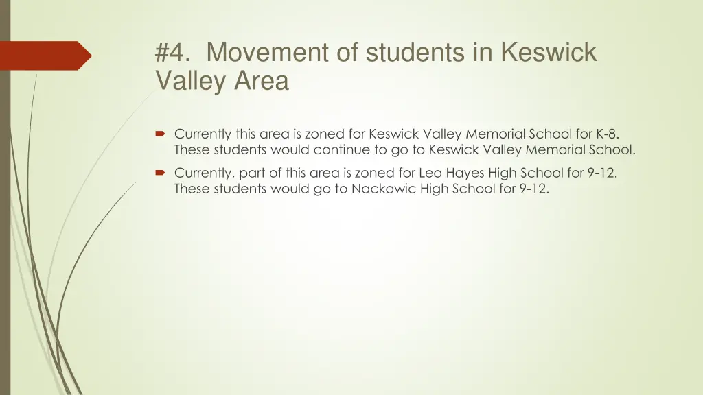 4 movement of students in keswick valley area