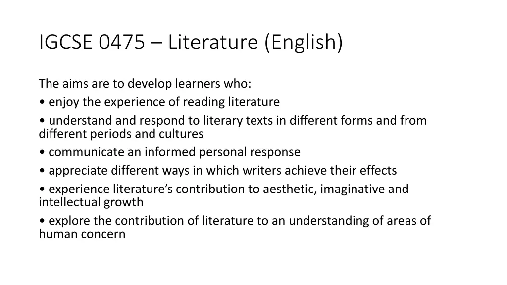 igcse 0475 literature english