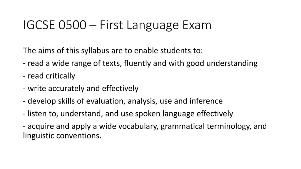 igcse 0500 first language exam