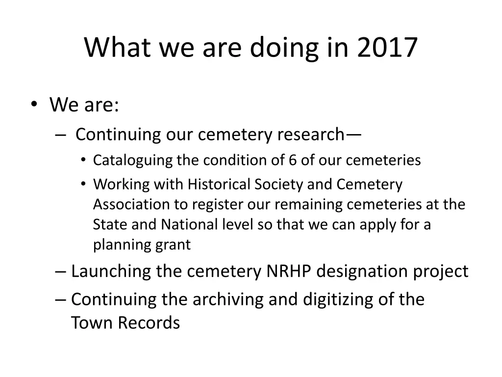 what we are doing in 2017