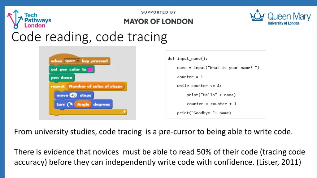 code reading code tracing