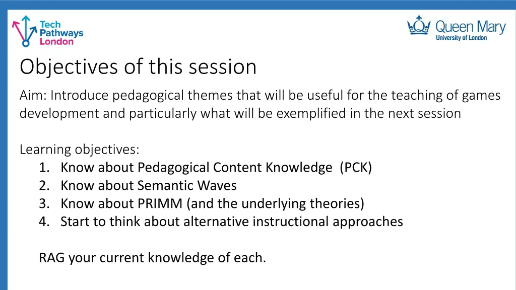 objectives of this session 1