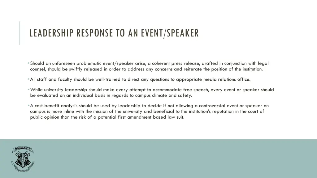 leadership response to an event speaker