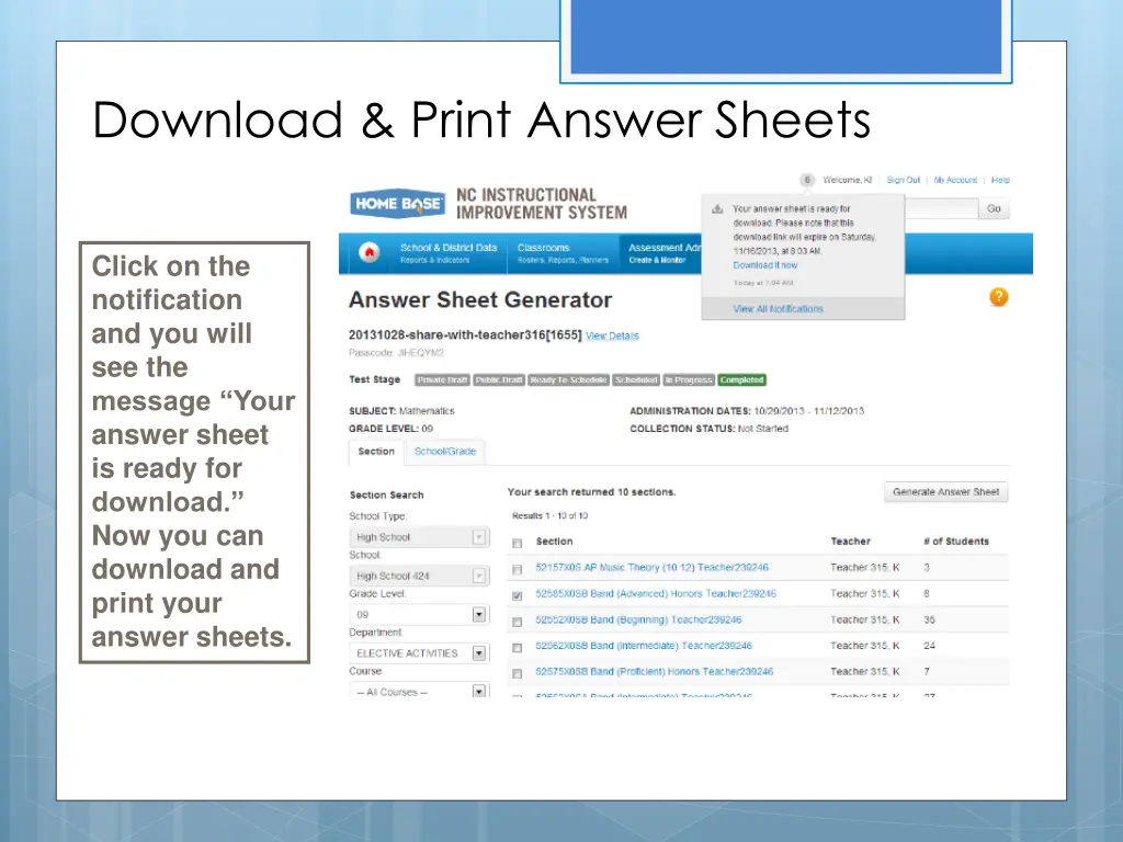 download print answer sheets