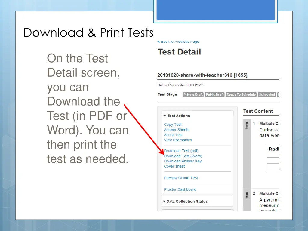 download print tests