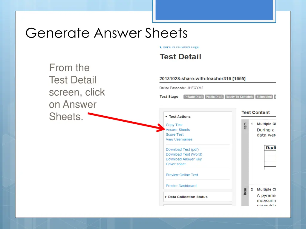 generate answer sheets