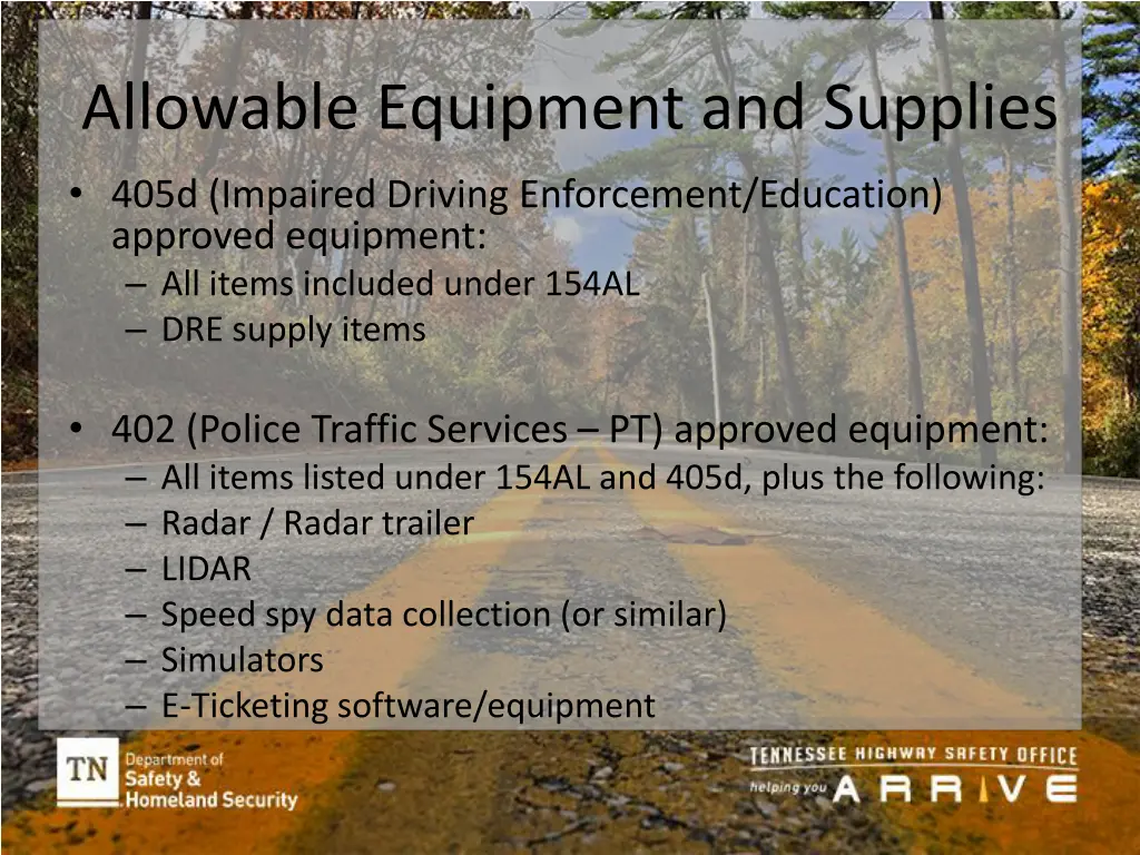 allowable equipment and supplies 1