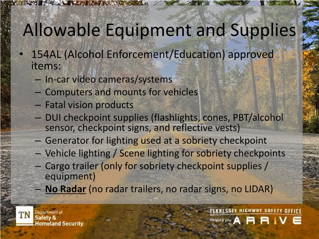 allowable equipment and supplies