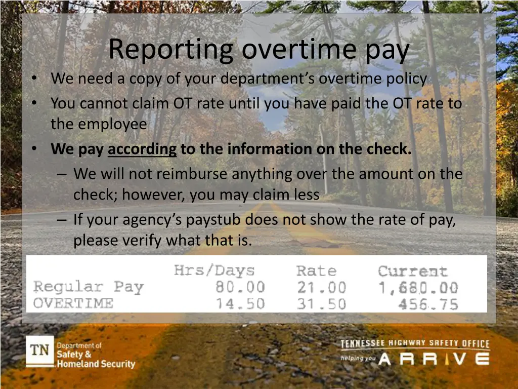 reporting overtime pay we need a copy of your