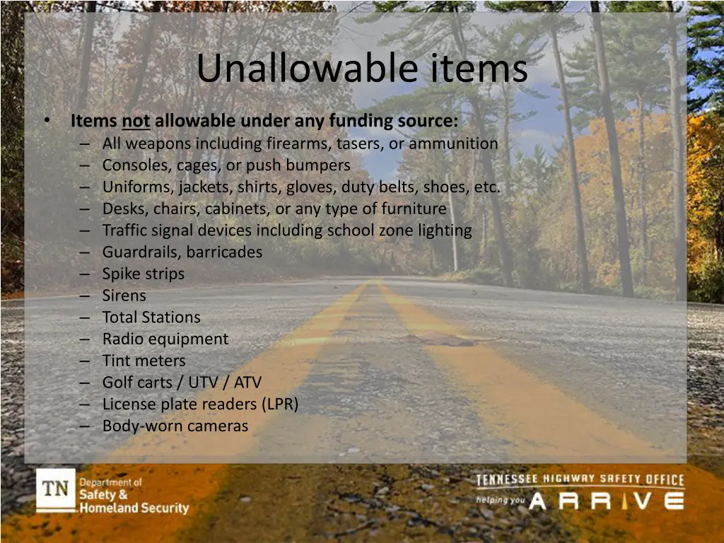 unallowable items