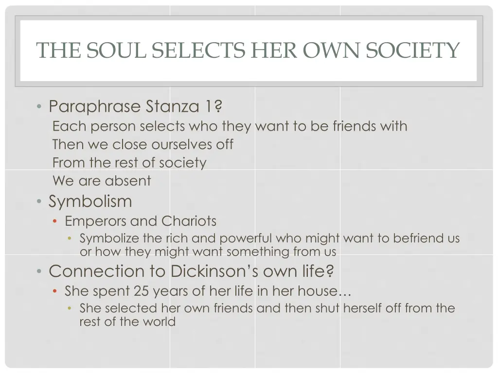 the soul selects her own society 1